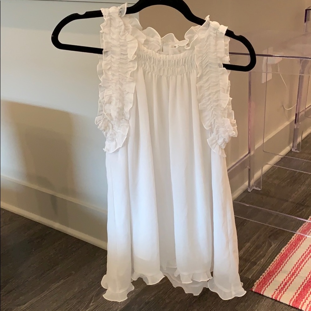 White ruffle trim tank